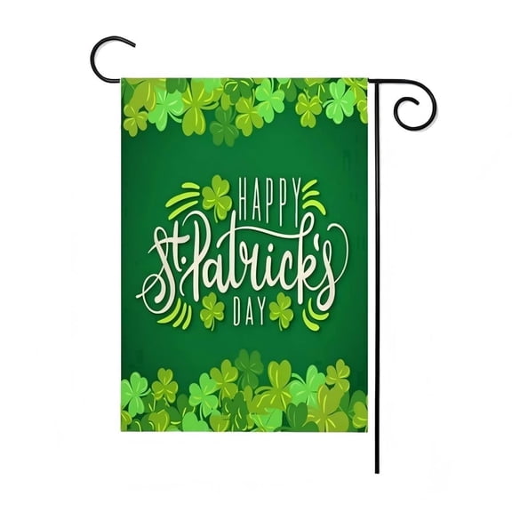 Sinkoo St Patricks Day Garden Flag 12x18 Inch Clovers Double Sided Flag for Shamrocks Hearts Welcome Yard Outdoor Decoration Spring