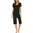 thumbnail image 1 of Ensemble de Pyjama pour Femme en Coton Doux, Vêtement de Nuit, Pyjama, Grande Taille, Noir, Petit, 1 of 7