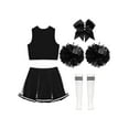 thumbnail image 4 of ZDHoor Girls 2Pcs Cheers Outfit Cheer Leading Set Crop Top with Skirt Dancewear A White&Black-E 8, 4 of 5