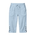 thumbnail image 5 of Dpjklzsn Women's Drawstring Capri Pants with Buttoned Side Slits and Side Pockets for Summer Travel, 5 of 5