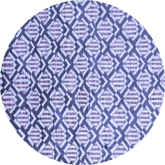 Ahgly Company Machine Washable Indoor Round Oriental Blue Modern Area Rugs, 3' Round