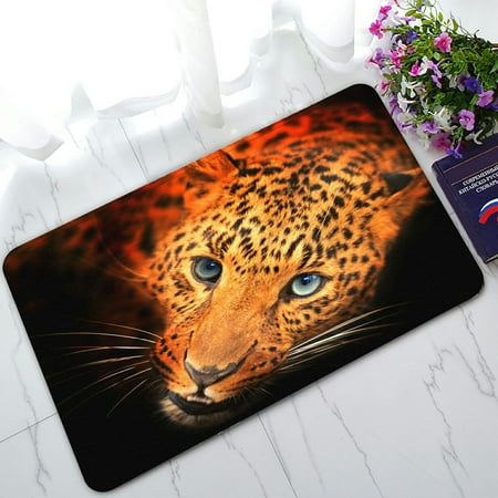 PHFZK Wildlife Doormat, Nature Series of Animal Leopard Portrait Doormat Outdoors/Indoor Doormat Home Floor Mats Rugs Size 30x18