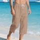 thumbnail image 2 of Pocket Chart Stand Style Casual Casual Cordón de Color Sólido de los Hombres Capris con Bolsillo Lateral para Verano Al Aire Libre, 2 of 9