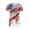 thumbnail image 4 of Odeerbi 4th of July Patriotic Shirt for Women Fashion Middle Sleeve V-Neck Print 2025 Casual Summer Tops Blue, 4 of 5