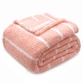 thumbnail image 3 of Regal Living Ultra Soft Cozy Knit Throw Blanket, Peach Pink Stripe, 90" x 90", 3 of 4