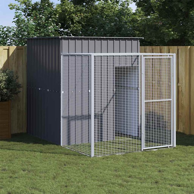 vidaXL Cage à Poules avec Rangée Anthracite 165x251x181 cm Acier Galvanisé