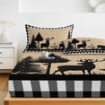 thumbnail image 6 of Twin Sze Fitted Sheet Set - Christmas Elk 2 Piece Bedding Sets 16" Deep Pocket Fitted Sheet with 1 Pillowcase, Xmas Tree White Black Buffalo Plaid Brushed Microfiber Hotel Luxury Bed Sheets, 6 of 9