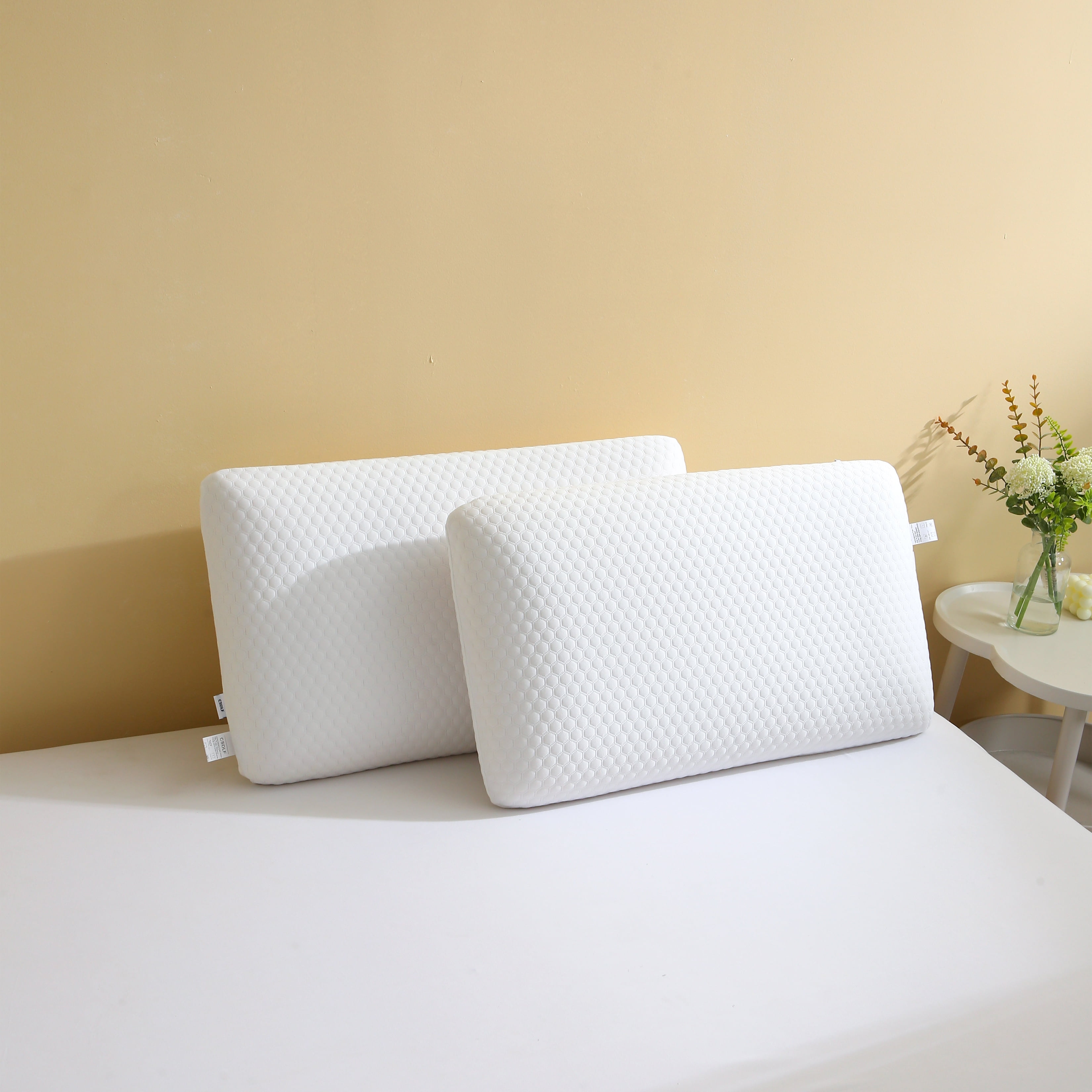 Memory Foam Bed Pillows, Pillow for Side and Back Sleeper, Pillow for Neck Pain Relief, Washable Removable Cover, Soft, White (Standard)