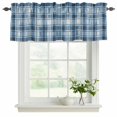 thumbnail image 2 of 2 Pack Valances for Windows, Blue Plaid Window Valances for Living Room/Bedroom/Bathroom, Modern Simple Watercolor Buffalo Lattice Light Filtering Kitchen Curtain Valance 42"W x18" L, 2 of 9