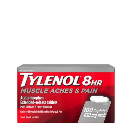 Tylenol 8 Hour Muscle Aches & Pain Tablets with Acetaminophen, 100 (Best Remedy For Muscle Pain)
