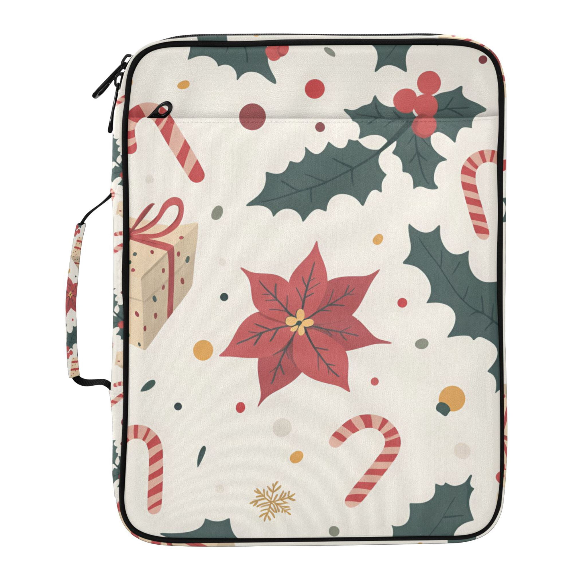 FORMRS Accordion File Folder A4 Size 7-Pocket Expanding Document Organizer Bag with 3 Ring Binder, Beige Christmas Candy Canes