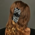 thumbnail image 2 of Unique Bargains 1 Pc Claw Clip Fashion Plaid Bow Hair Clip Black White, 2 of 5