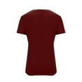 thumbnail image 4 of Turilly Women's Casual Fashion Slim U-Neck Base Shirts Short Sleeved Women's Top Wine XL, 4 of 6