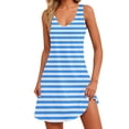 thumbnail image 2 of mfyjkho Vestidos midi para mujer, Vestido holgado sin mangas con cuello en V y bolsillo con estampado de rayas de verano para mujer Vestidos de otoño xxl, 2 of 6