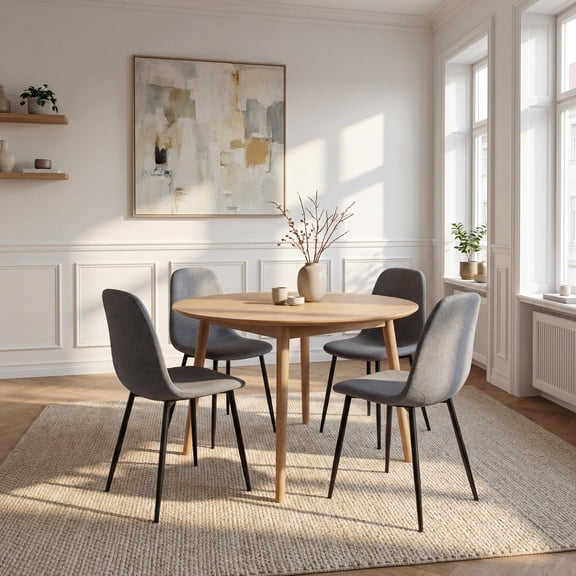 FurnitureR Modern Dining Chairs Set of 4, Faux Suede Upholstered Side Chairs for Kitchen, Dining Room & Apartment, Grey