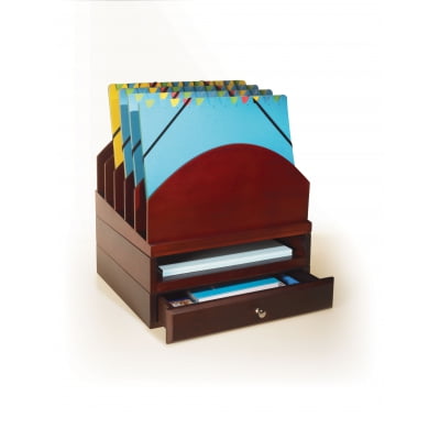 Stackable Wooden Desk Organizer Kit with 2 Drawers & 2 Trays - Bindertek