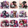 thumbnail image 2 of AZQSD - Pintura de diamante 5D con diseño de perro y flor, hecha a mano, para manualidades, bordado de animales, mosaico, punto de cruz, taladro completo, decoración del hogar, 2 of 5