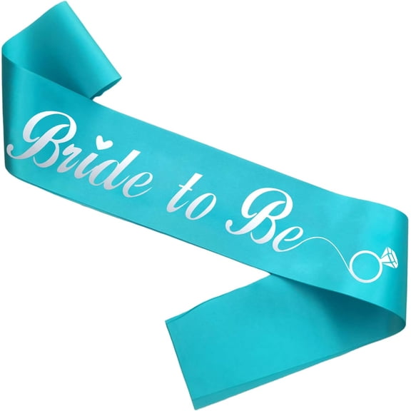 1 pcs Bride to Be Sash, Silver Foil Teal Bule Bachelorette Sash for Bridal Shower Favors Engagement or Wedding Party Accessories Hen Night Gifts