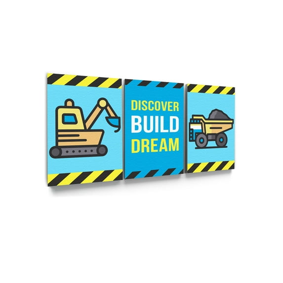 Awkward Styles Discover Build Dream Canvas Motivational Wall Decor Kids Room Wall Art Kids Room Design Inspirational Art Set of 3 Newborn Baby Room Wall Decor Build Wallpapers Made in USA