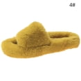 thumbnail image 2 of Woman House Sandals Fuzzy Non-skid Thick Open Toe Slides Cross Band Slippers, 2 of 10