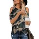 thumbnail image 1 of Camiseta para mujer con estampado de leopardo, blusas casuales de manga corta con hombros descubiertos, camuflaje (l) Feliz Sencillez, 1 of 3