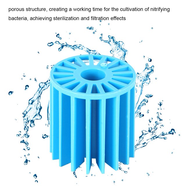 100Pcs Filter Bio Ball, Filtering Bio Ball, Plastic 1.6x1.5cm/0.6x0.59in For Providing Biological Filtration Blue Fish Filtration