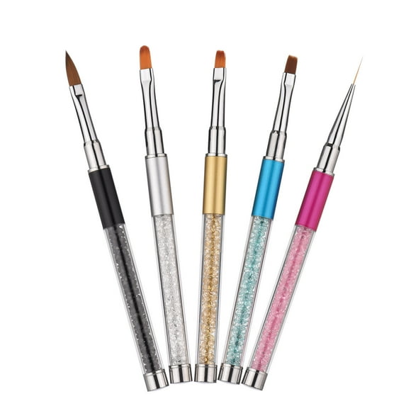 Nail Pen Set with Rhinestones Handle Nail Liner Pens Nail Carving Brush Nail Brush for Drawing Lines Details Blending Painting Patterns Nail Tool Kit
