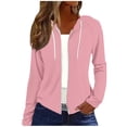 thumbnail image 2 of YHAJDS Womens Oversized Long Sleeve Shirts Zip Up Drawstring Hoodie Light Jacket, 2 of 7