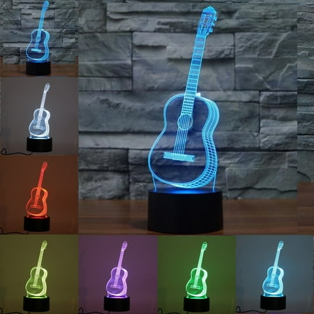 Norman Modeling Lamp - 3D Ukulele Guitar Model Night Light 7 Color Change LED Table Lamp Music Decor