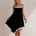 thumbnail image 4 of Tqcoqu Women's Asymmetrical Summer Linen Dress,Spaghetti Strap Lace Trim Bohemian Sleeveless Loose Vacation Beach Dresses,Black Women's S-XXL, 4 of 7