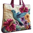 thumbnail image 2 of Quilted Tote Bag for Women Large Beach Shoulder Purse Handbag Floral Print Top Handle Satchel for Travel Work 12.2*15", 2 of 5