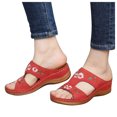 thumbnail image 3 of Anuirheih Slides for Women, Comfortable Wedge Casual Walking Sandals(Red), 3 of 6