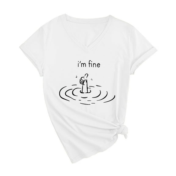 Women V Neck T Shirt Cute Simple Print Short Sleeve Tees Loose Fit Cowgirls Casual Tops Trendy 2025