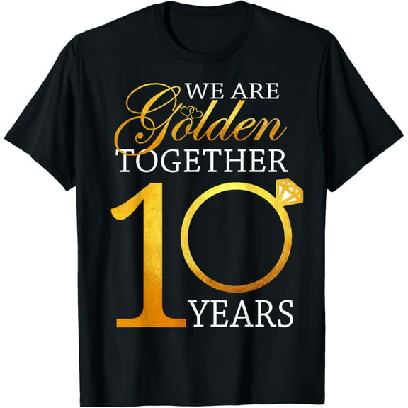 Happy 10th Wedding Anniversary Couples Husband Wife 10 Years T-ShirtMen's and women's gift, black and white T-shirt, size: Extra large S-4XL