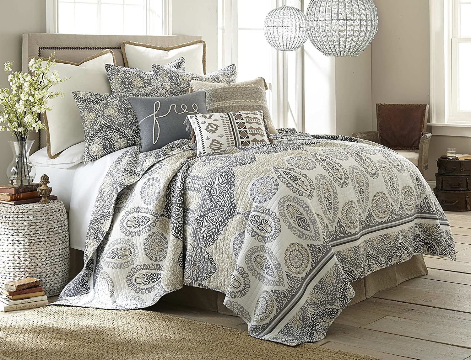 - Stripe Sonesta 26 x 26 in. Cotton Fabric Quilted Euro Shams Set of Two Levtex home 