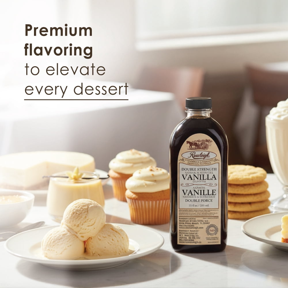 Rawleigh Double Strength Vanilla Flavoring for Baking & Desserts, 3 Bottles of 12 fl oz