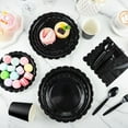 thumbnail image 5 of 350 Pcs Black Paper Plates and Napkins, 25 Guest Black Birthday Party Supplies Includes Scalloped Party Plates Napkins Cups Plastic Spoons Forks Knives for Birthday, Wedding, Halloween, 5 of 14