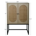 thumbnail image 3 of Accent Storage Cabinets with Built-in Adjustable Shelf, Set of 2 Natural Rattan 2 Door High Cabinets, Mid Century Natural Wood Sideboard Free Standing Cabinet for Living Room Bedroom Hallway, 3 of 7
