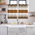 thumbnail image 2 of Modern Brown Kitchen Curtains Short 54 Inch Length, Boho Contemporary Geometric Striped Grommet Top Bedroom Living Room Curtains, Light Filtering Cafe Curtain Drapes 2 Panels Set 84''x54'', 2 of 9