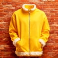 thumbnail image 4 of Zanarzt Baby Winter Coat Girls Polar Fleece Jacket Kids Full Zip Lightweight Fall Spring Coat Outerwear with Pockets Yellow,4-5 Years, 4 of 7