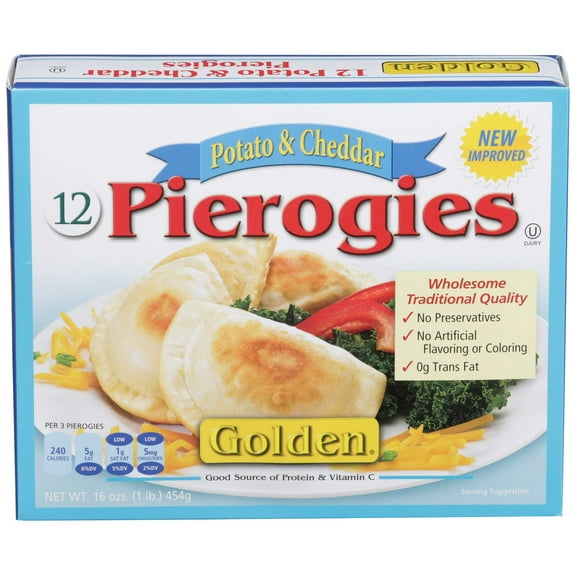 Golden Potato and Cheddar Cheese Pierogies, 16 Ounce -- 12 per case.