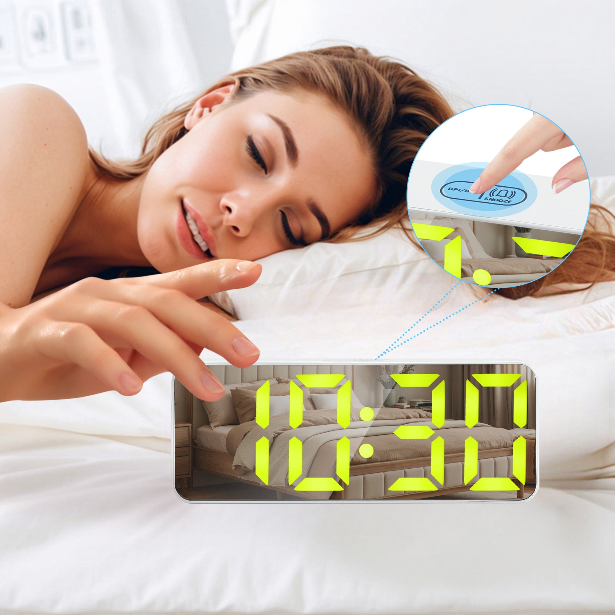Unique Bargains Alarm Clock Black Housing and Yellow Light 5.5"L x 1.2"W x 2.2"H