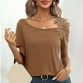 thumbnail image 4 of Maean Women's Summer T Shirts Short Sleeve Cold Shoulder Fashion Tops Causal Tunic Blouse S-XXL, 4 of 7