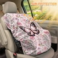 thumbnail image 3 of KUIFORTI Baby Car Seat Sun Shade Cover, Pink Butterfly Car Seat Cover Blocks Out Heat & Sun, Keeps Your Toddler Baby Seat Cooling, Reflective Baby Seat Covers, Universal Most Baby Car Seat, 3 of 7
