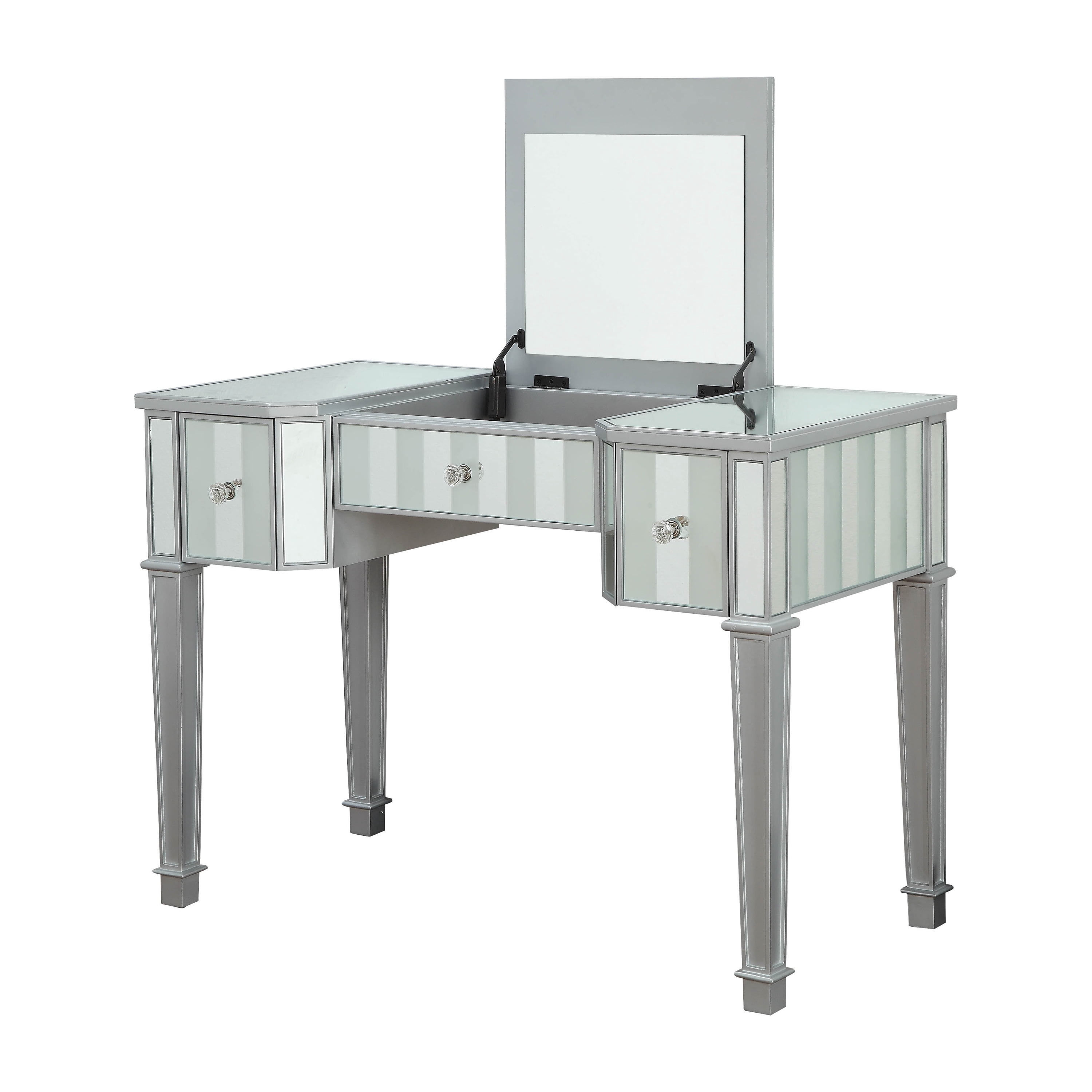 Furniture of America Boise Contemporary 2-Piece Lift-Top Vanity Set, Silver