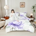 thumbnail image 4 of Castle Fairy 3-Piece Full Size Comforter Set - Chic Purple Flower Botanical Plants Print, 4 of 8