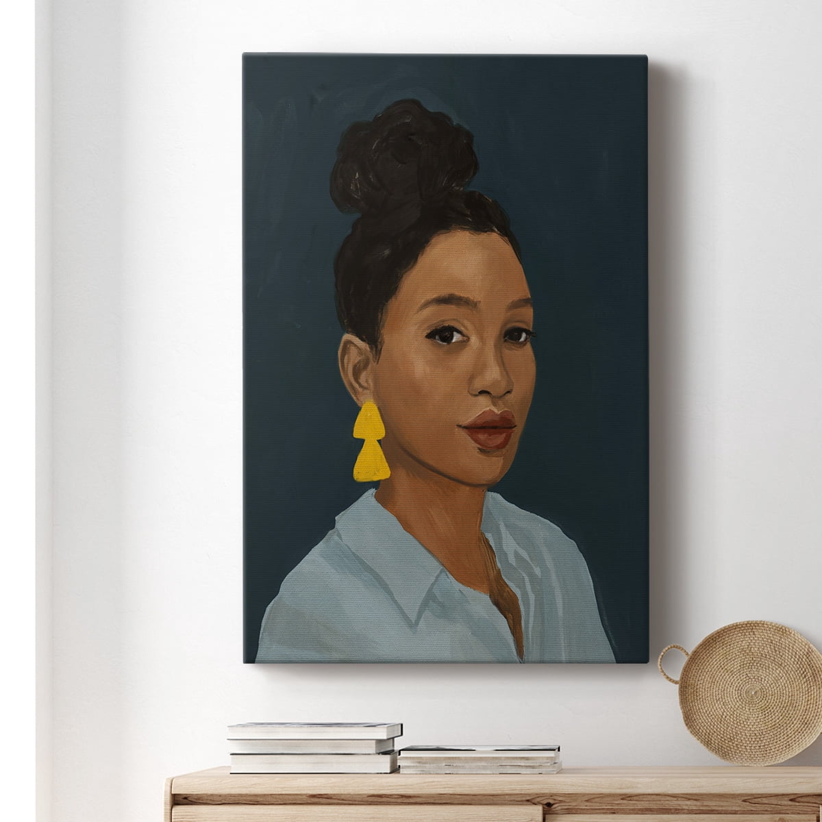 Figure in Yellow Earring Premium Gallery Wrapped Canvas - Ready to Hang