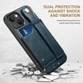 thumbnail image 2 of Feishell for iPhone 15 Wallet Case with Card Credit Slot, Hand Wrist Strap Loop Holder Kickstand, Ring Holder PU Leather Camera Protection Shockproof Solid Color Cover, Blue, 2 of 9