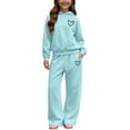 thumbnail image 2 of Kezqiaxn Girls Outfits Winter 2 Piece Lounge Set Cute Heart Printed Hoodie and Pants with Pocket Sweatsuits Matching Sets for Kids Size 5-14, 2 of 7