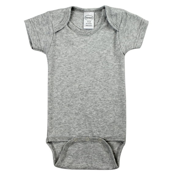 Bambini Grey Short Sleeve Bodysuit (Baby Boys or Baby Girls, Unisex)